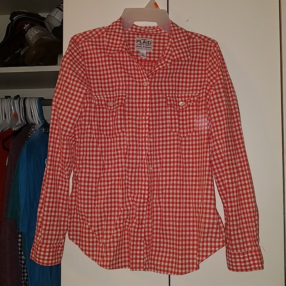 Orange plaid button up